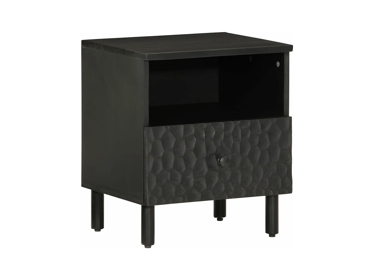 Table de chevet noir 40x33x46 cm bois de manguier solide