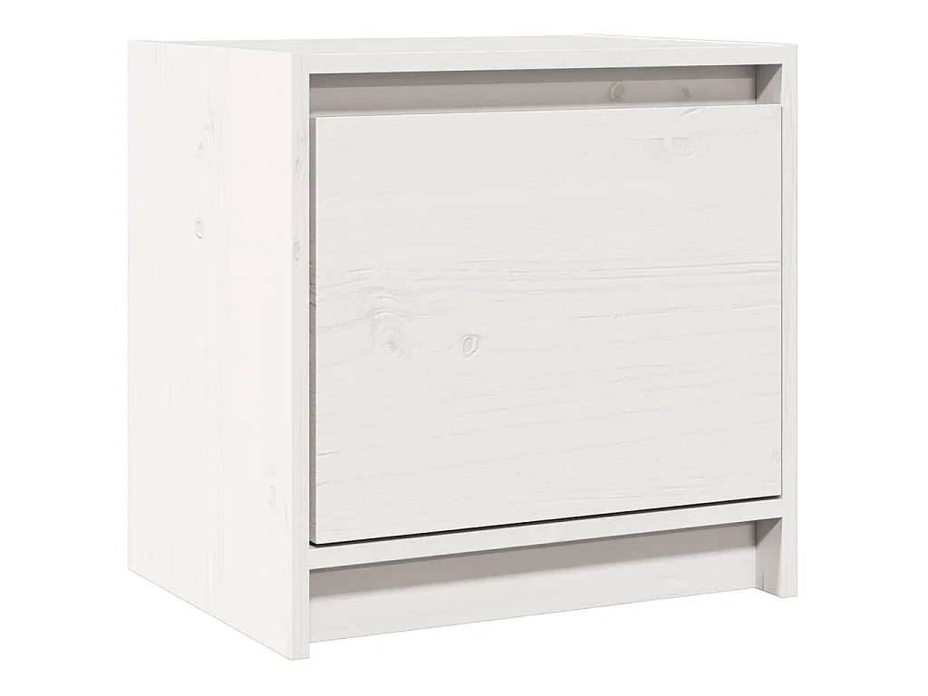 Mesita de noche madera maciza de mango blanco 40x30,5x40 cm