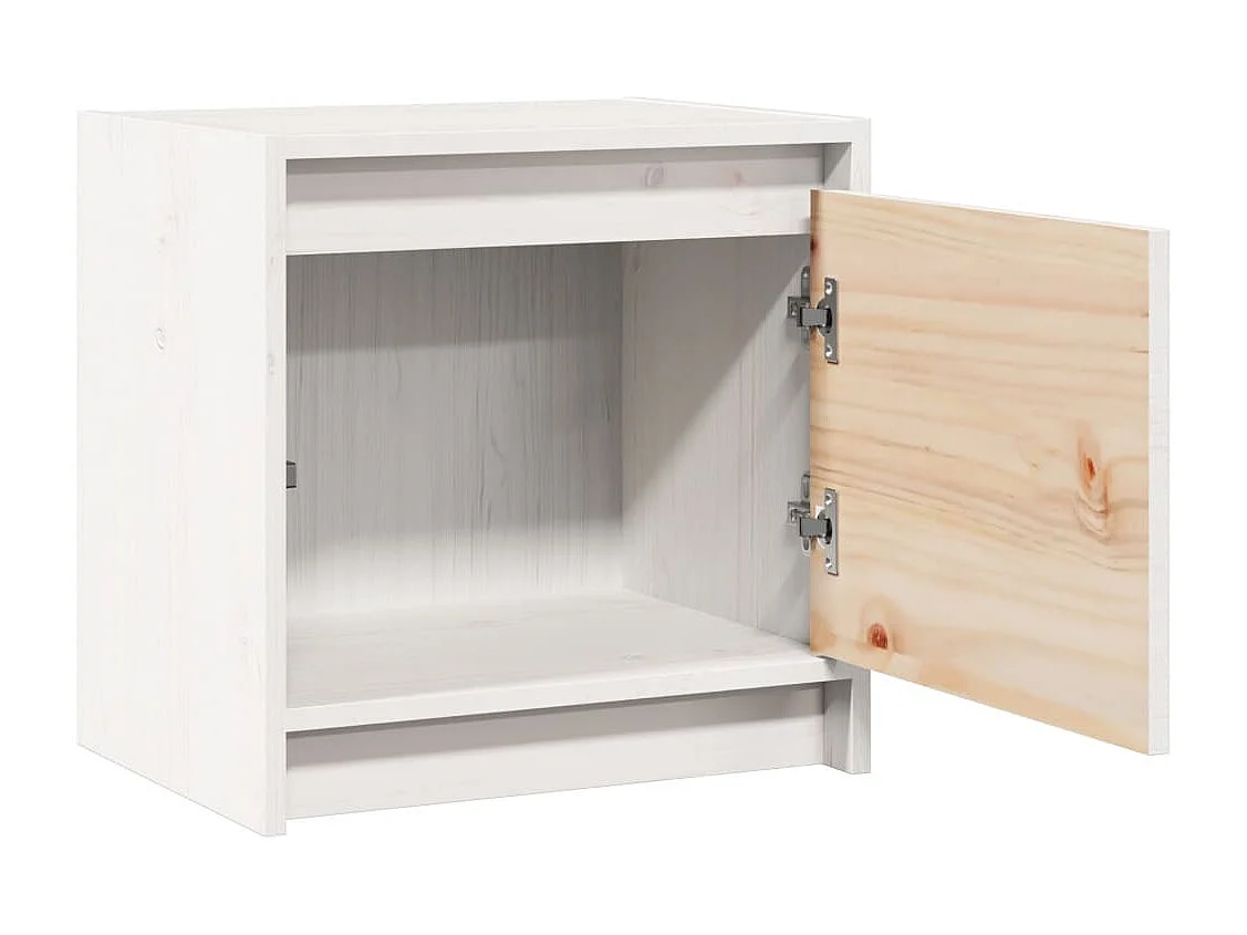 Mesita de noche madera maciza de mango blanco 40x30,5x40 cm