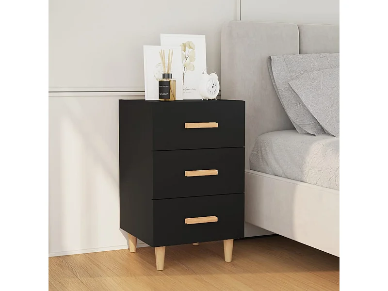 Table de chevet noir 40x40x66 cm bois d'ingénierie