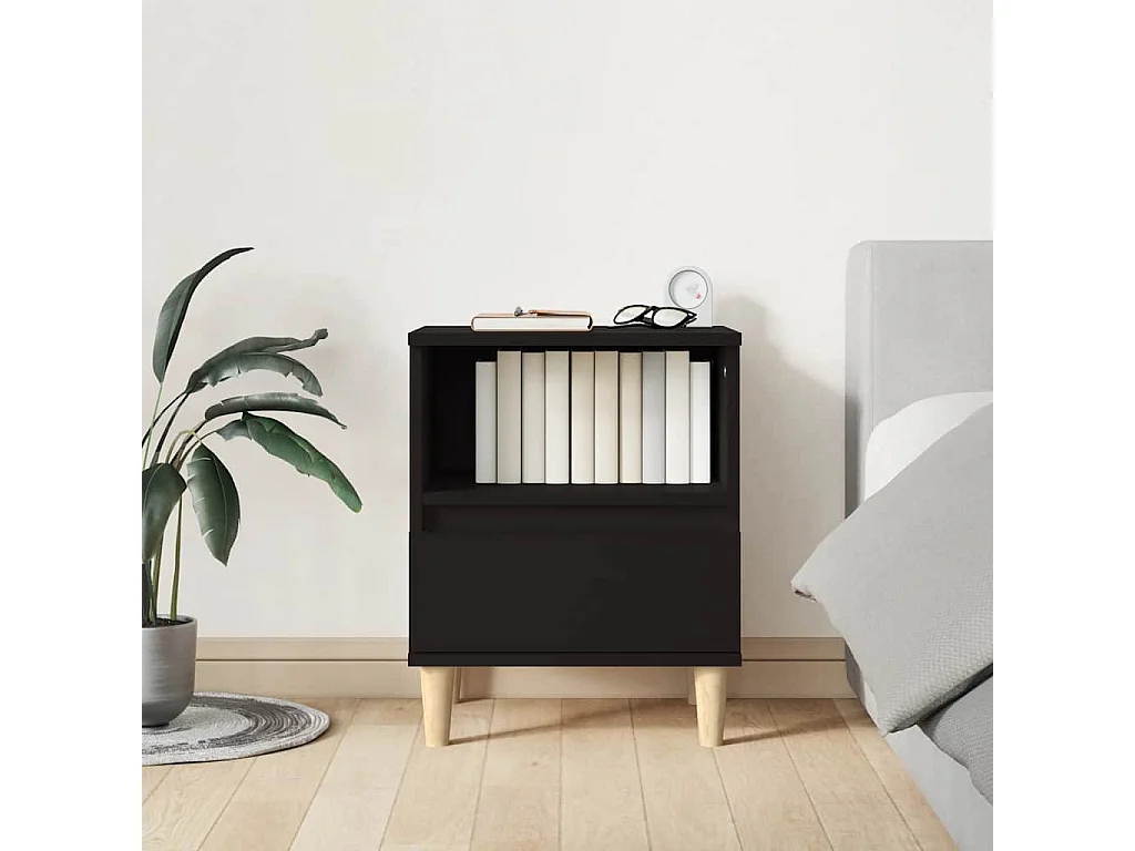 Mesa de cabeceira 40x35x50 cm preto