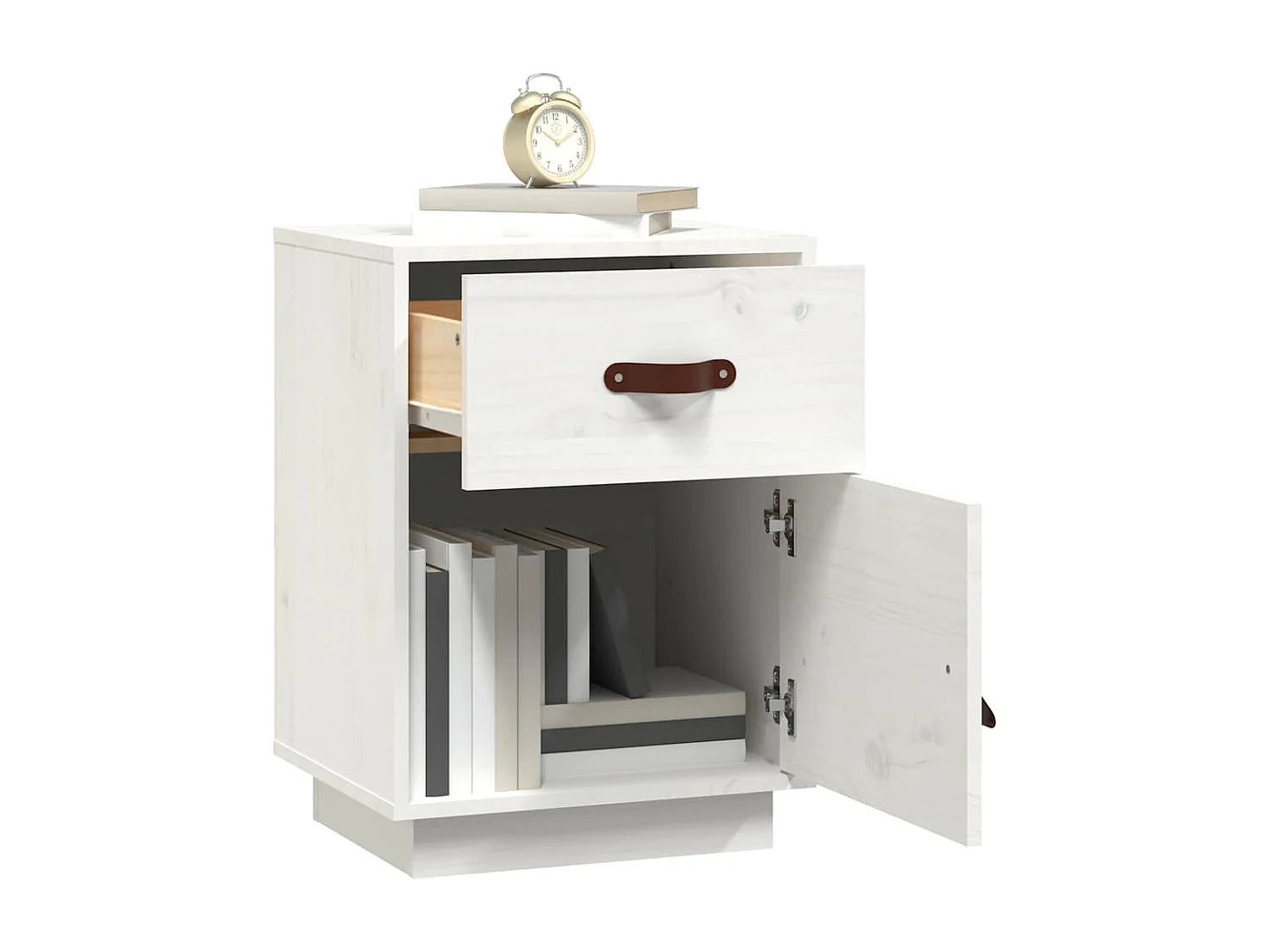 Comodini Bianchi 2 pz 40x34x55 cm in Legno Massello di Pino