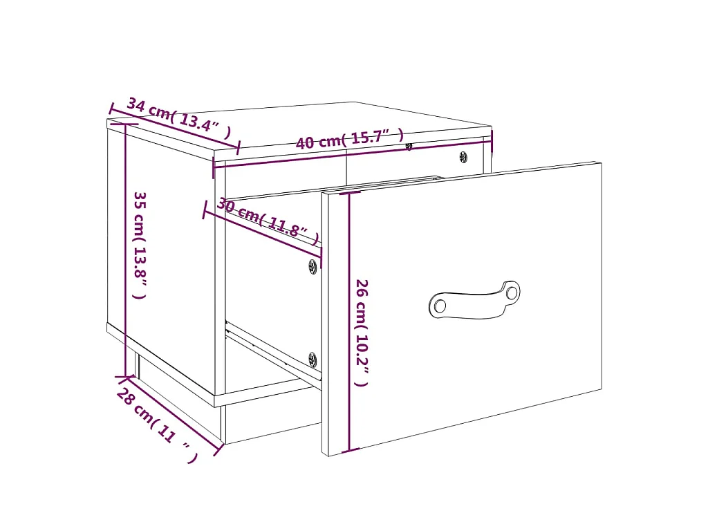 Comodini 2 pz Neri 40x34x35 cm in Legno Massello di Pino
