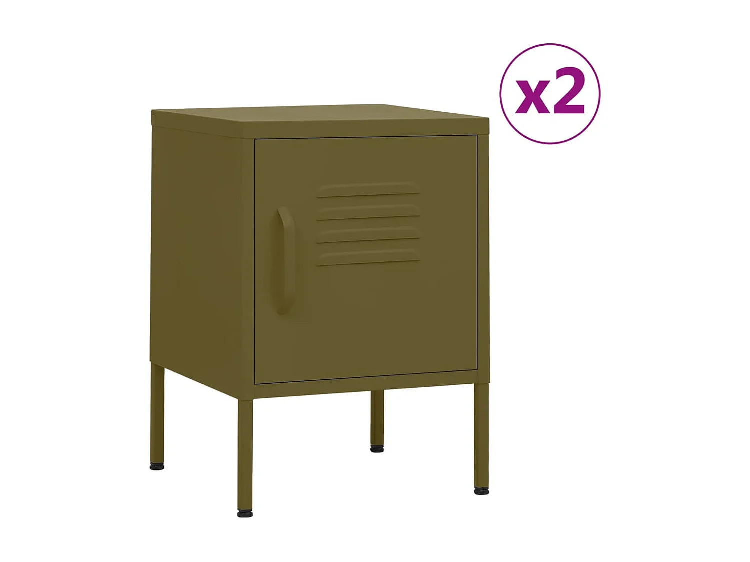 Tables de chevet 2 pcs Vert olive 35x35x51 cm Acier