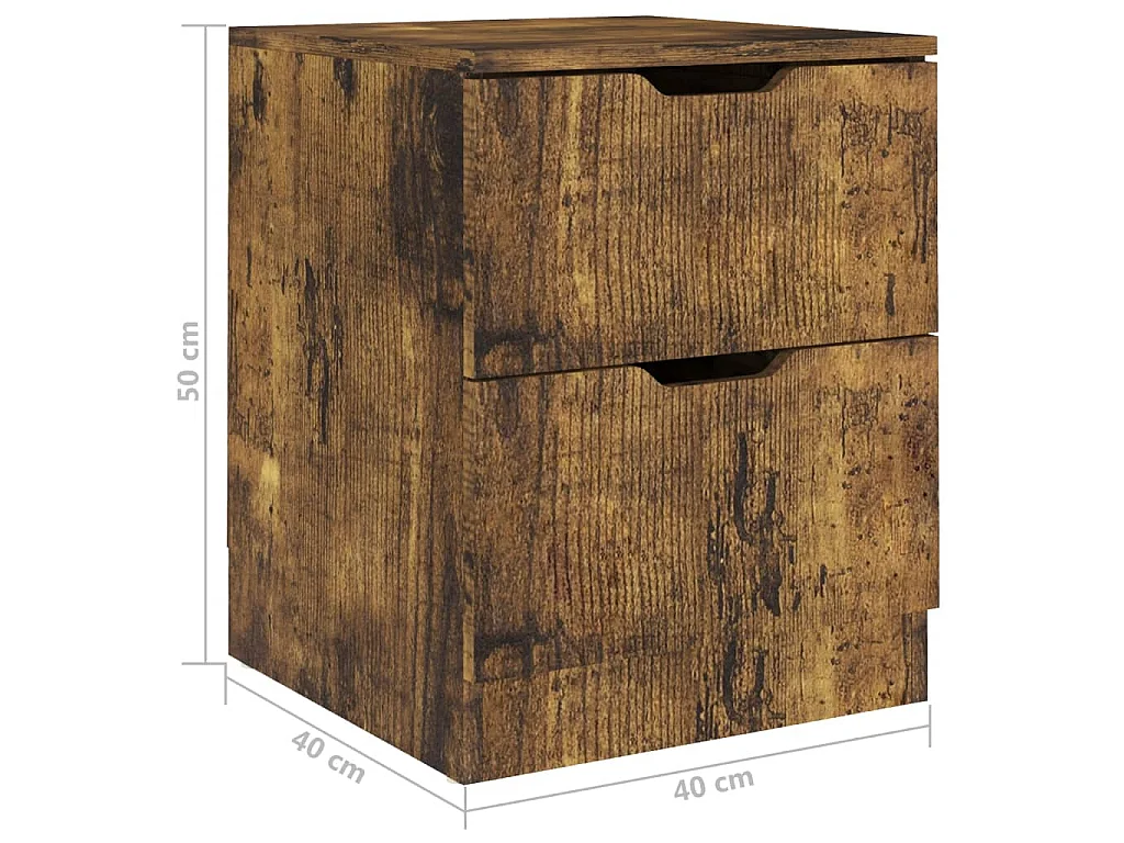 Tables de chevet 2 pcs chêne fumé 40x40x50 cm bois d'ingénierie