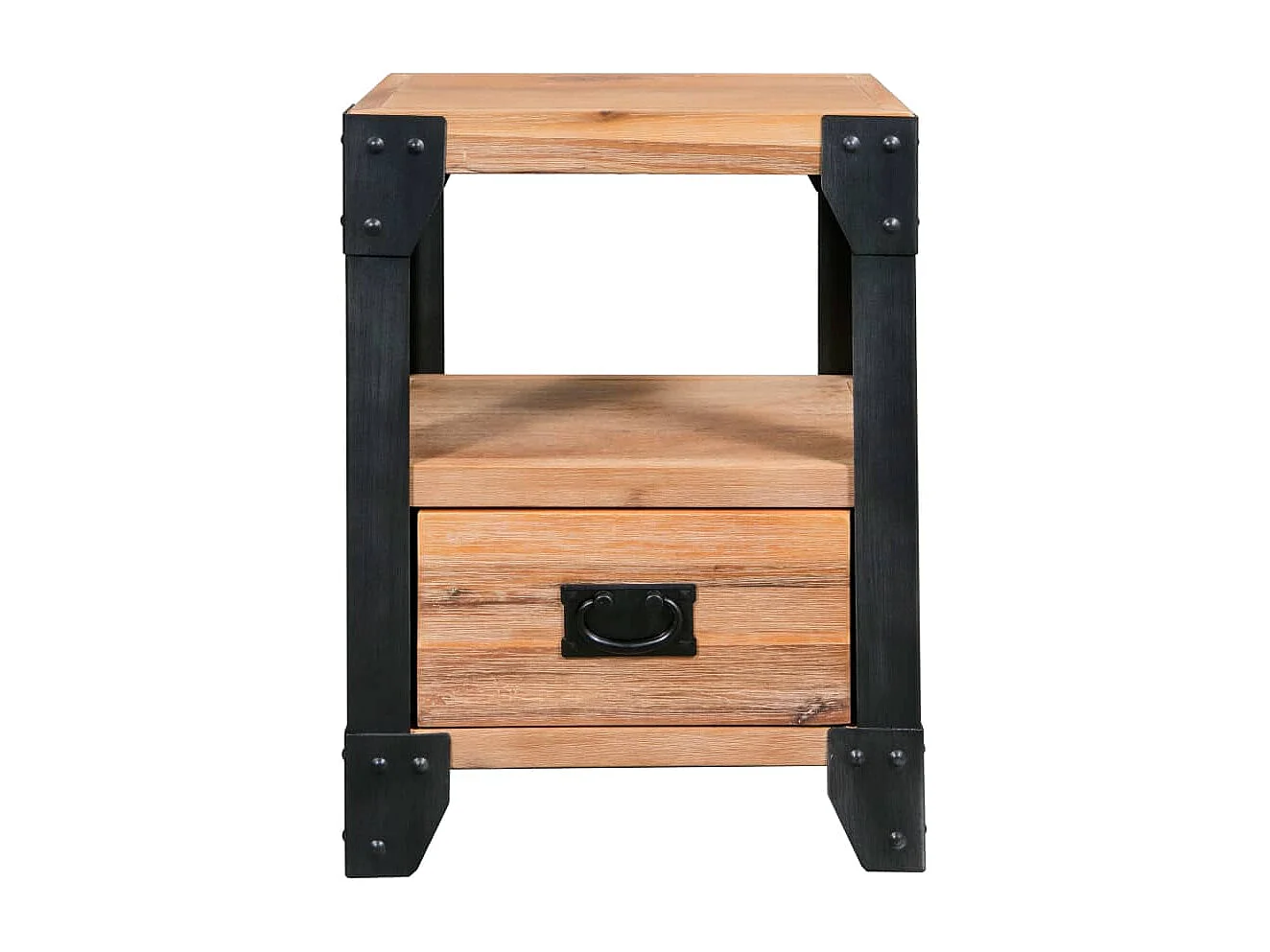 Nachtkastjes 2 st 40x30x54 cm massief acaciahout staal