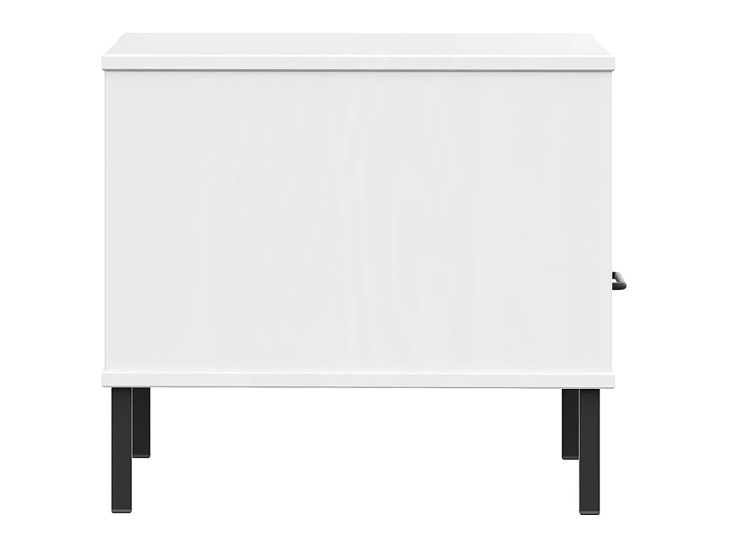 Comodino con Gambe in Metallo Bianco Legno Massello Pino OSLO