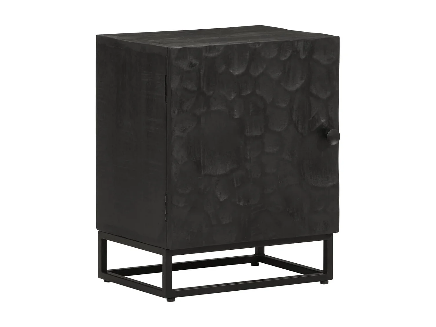 Nachttisch Schwarz 40x30x50 cm Massivholz Mango und Eisen