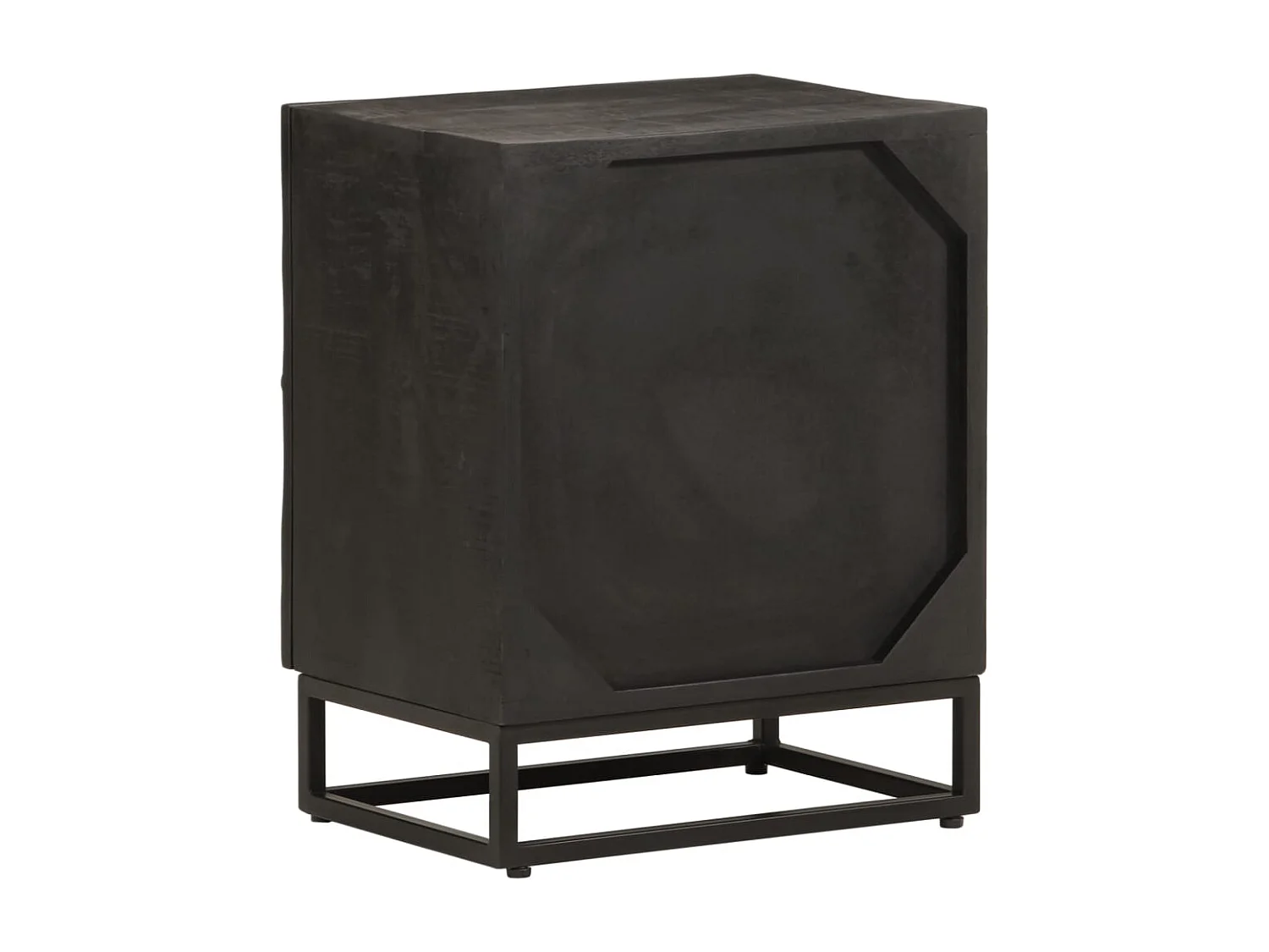 Nachttisch Schwarz 40x30x50 cm Massivholz Mango und Eisen