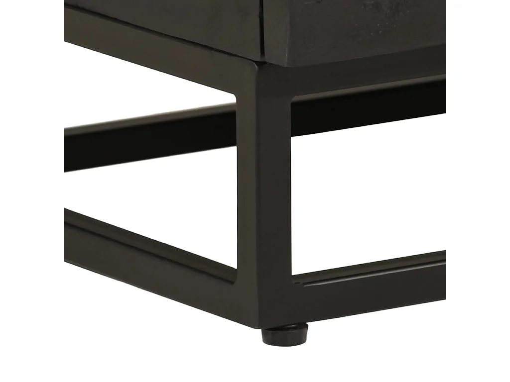 Nachttisch Schwarz 40x30x50 cm Massivholz Mango und Eisen