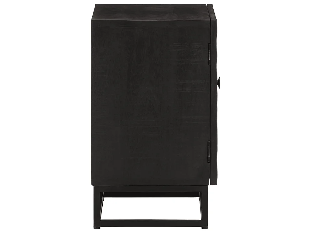 Table de chevet noir 40x30x50 cm bois massif manguier et fer