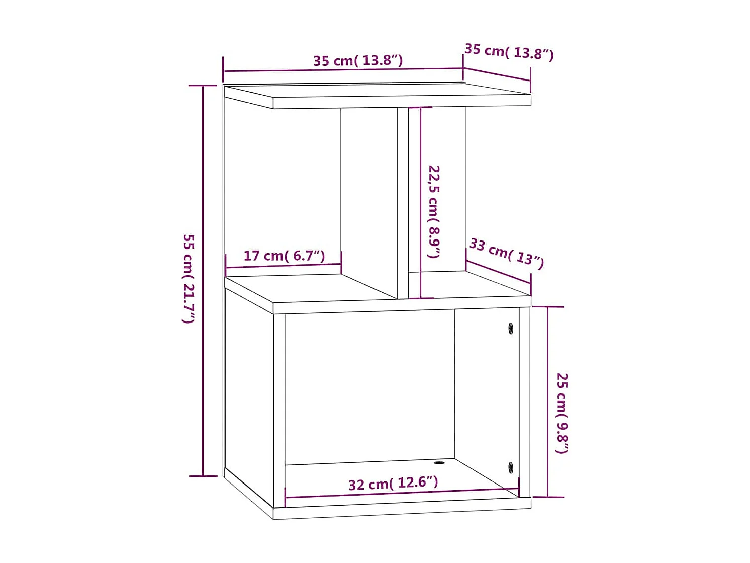 Table de chevet Sonoma gris 35x35x55 cm Bois d'ingénierie