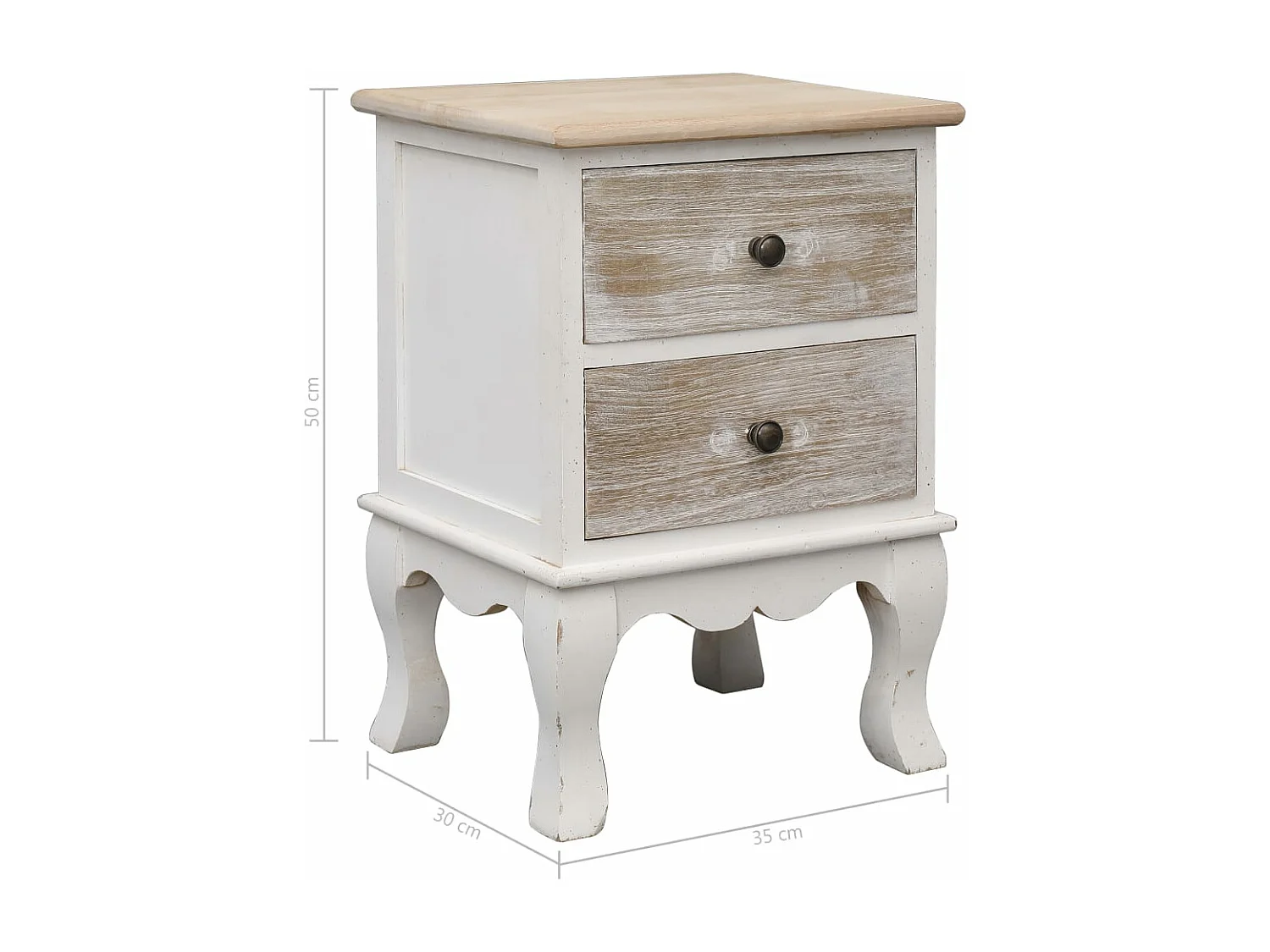 Comodini 2 pz 35x30x50 cm in Legno di Paulownia