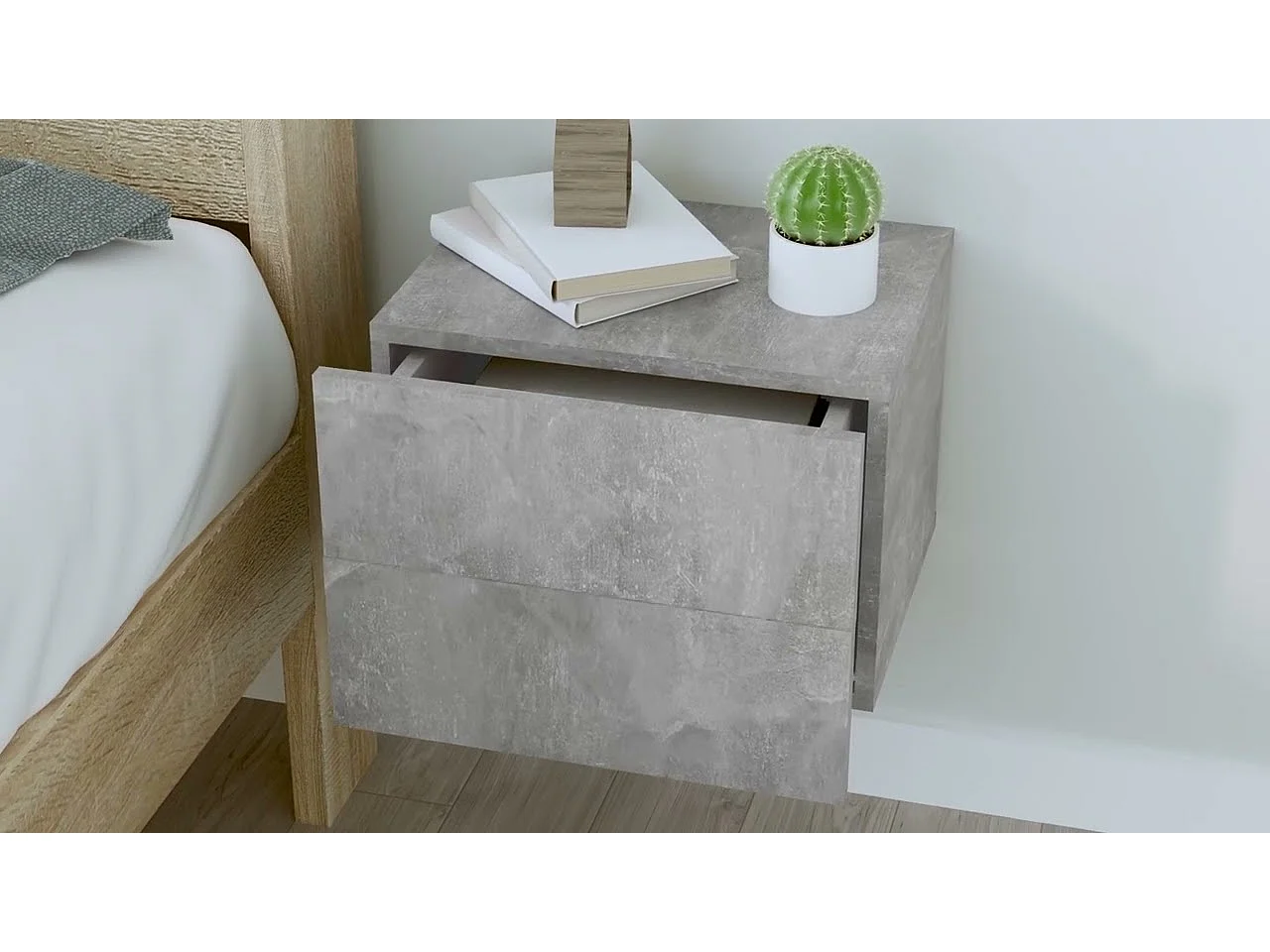 Tables de chevet 2 pcs Gris béton 40x30x30 cm Bois ingénierie