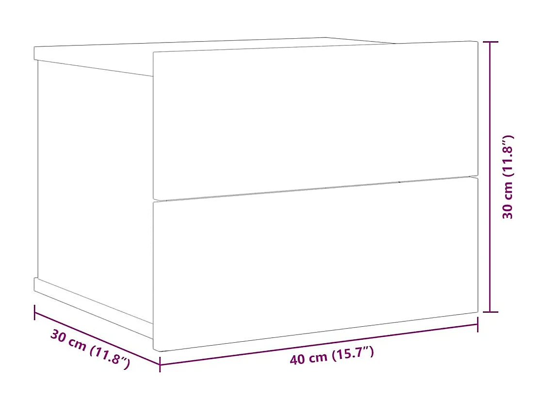 Tables de chevet 2 pcs Gris béton 40x30x30 cm Bois ingénierie