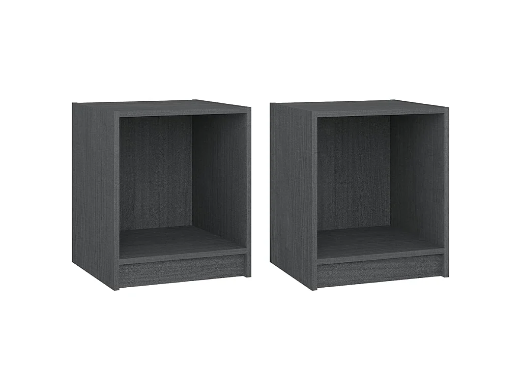 Tables de chevet 2 pcs Gris 35,5x33,5x41,5cm Bois de pin massif
