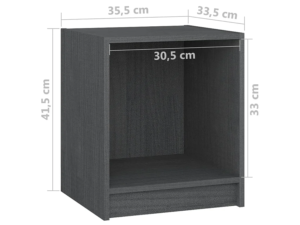 Tables de chevet 2 pcs Gris 35,5x33,5x41,5cm Bois de pin massif