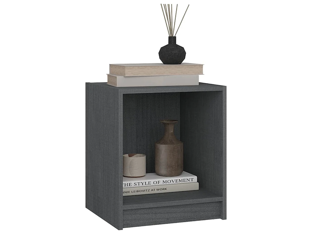 Tables de chevet 2 pcs Gris 35,5x33,5x41,5cm Bois de pin massif