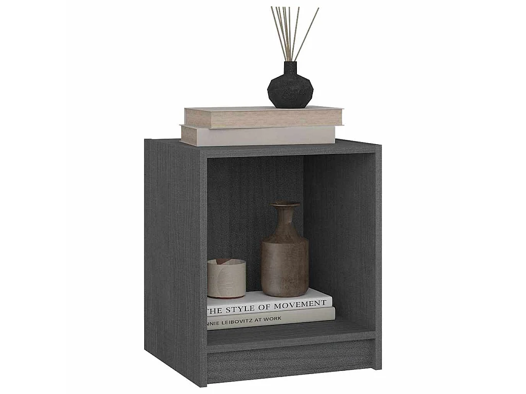 Tables de chevet 2 pcs Gris 35,5x33,5x41,5cm Bois de pin massif