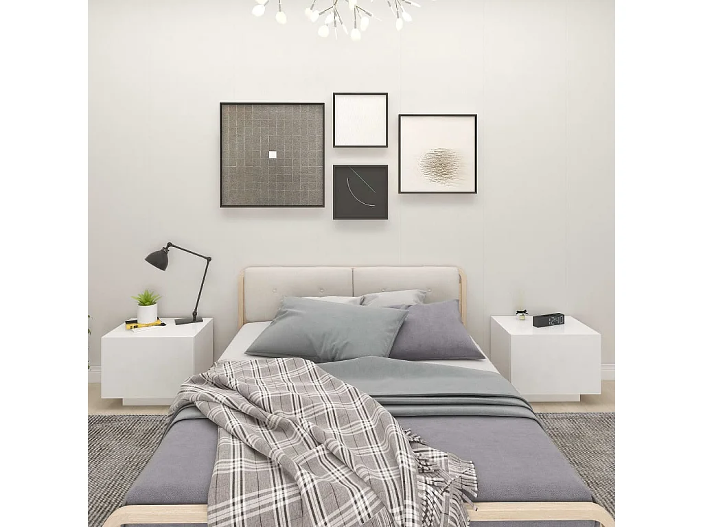 Mesita de noche madera de ingeniería blanco 100x35x40 cm