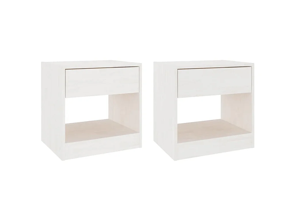 Nachttische 2 Stk. Weiß 40x31x40 cm Massivholz Kiefer