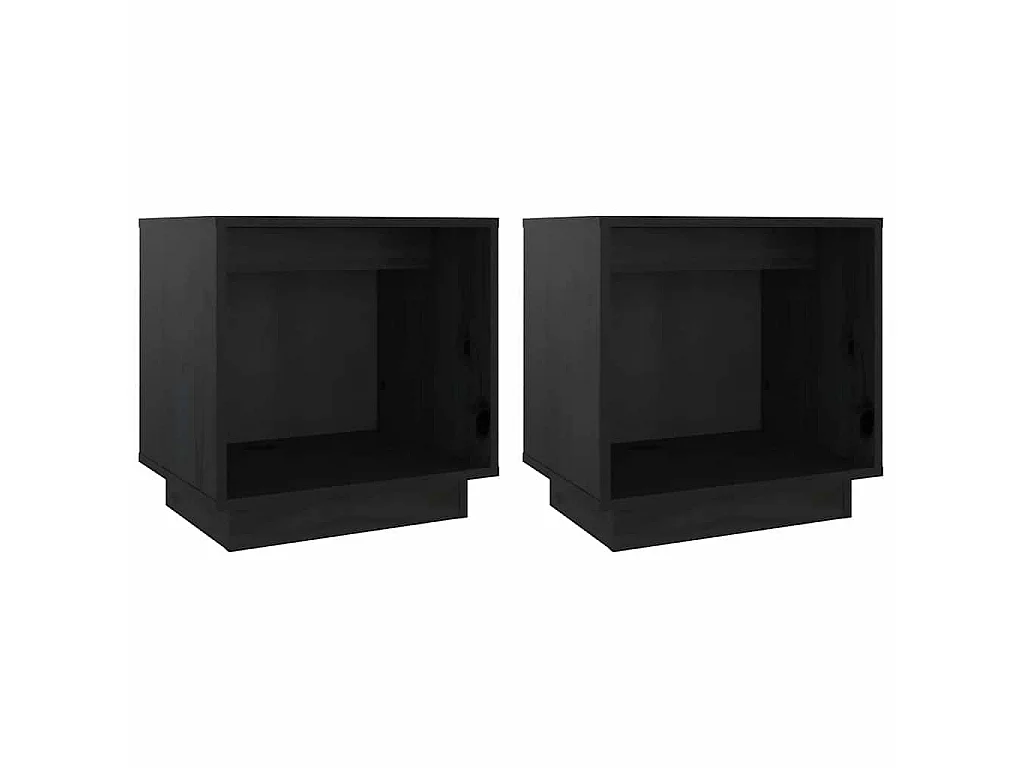 Tables de chevet 2 pcs Noir 40x30x40 cm Bois de pin solide