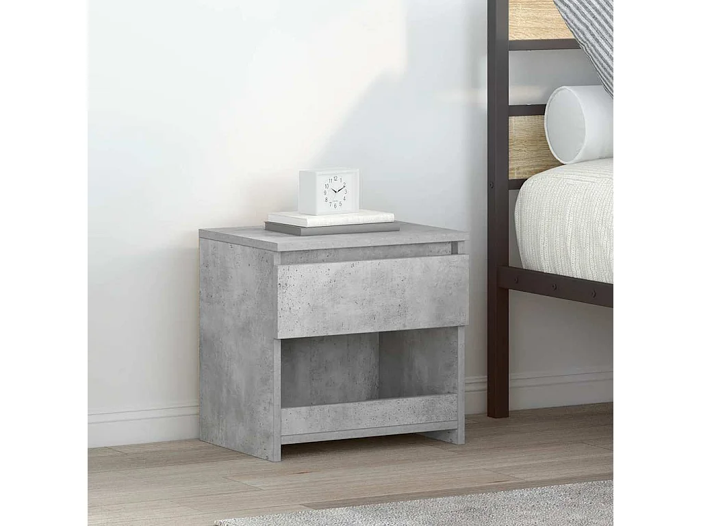Comodino Grigio Cemento 40x30x39 cm in Legno Multistrato