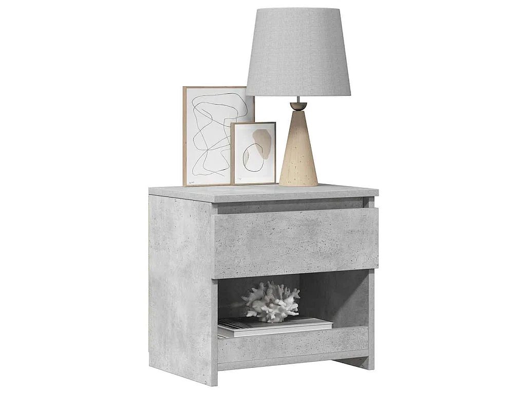 Comodino Grigio Cemento 40x30x39 cm in Legno Multistrato