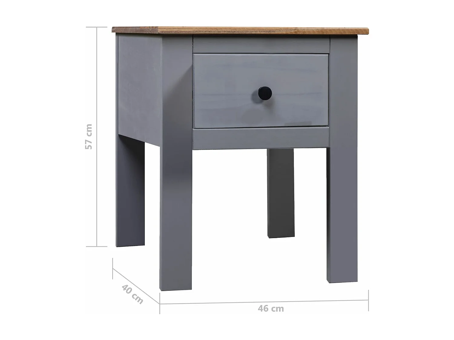 Nachttisch Grau 46x40x57 cm Kiefernholz Panama