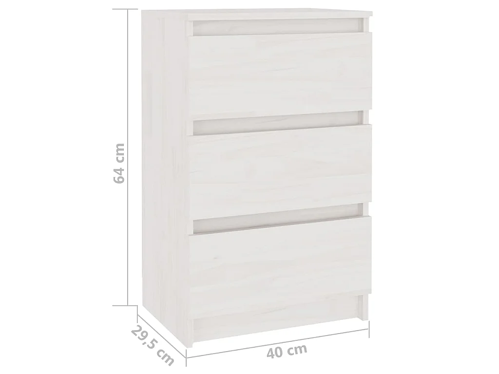 Mesa de cabeceira 40x29,5x64 cm madeira de pinho maciça branco