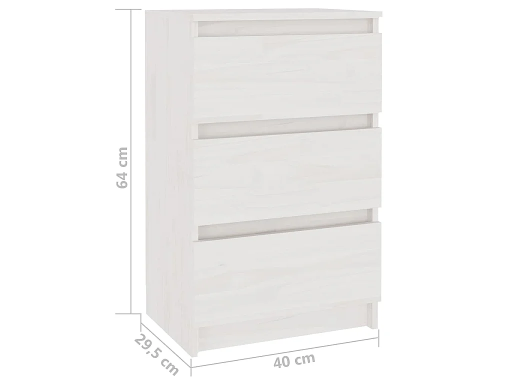 Mesa de cabeceira 40x29,5x64 cm madeira de pinho maciça branco