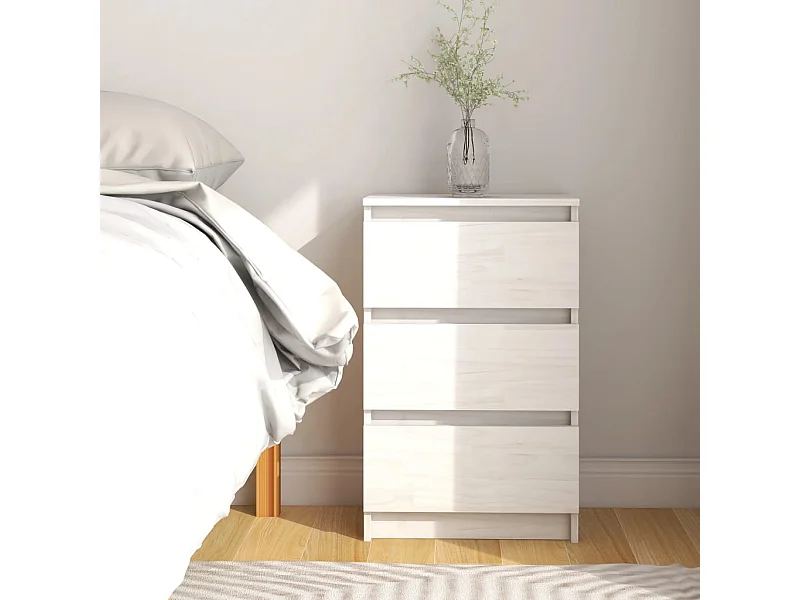 Nachtkastje 40x29,5x64 cm massief grenenhout wit