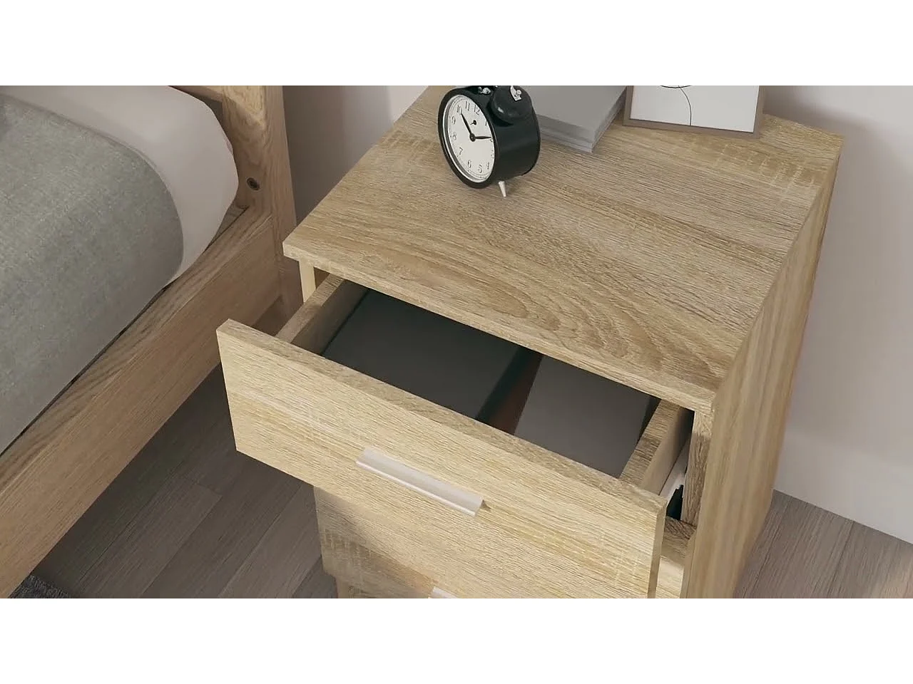 Nachtkastje 38x35x56 cm bewerkt hout sonoma eikenkleurig