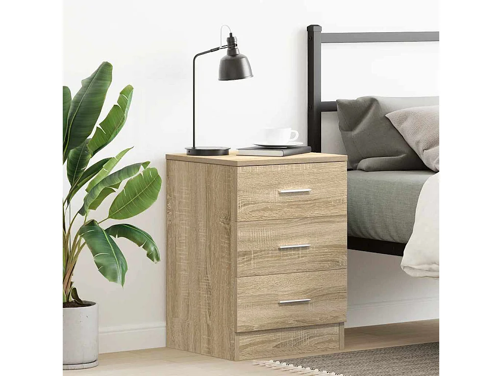 Nachtkastje 38x35x56 cm bewerkt hout sonoma eikenkleurig