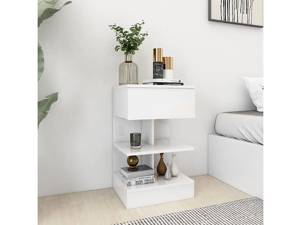 Tables de chevet 2 pcs Blanc brillant 40x35x65 cm