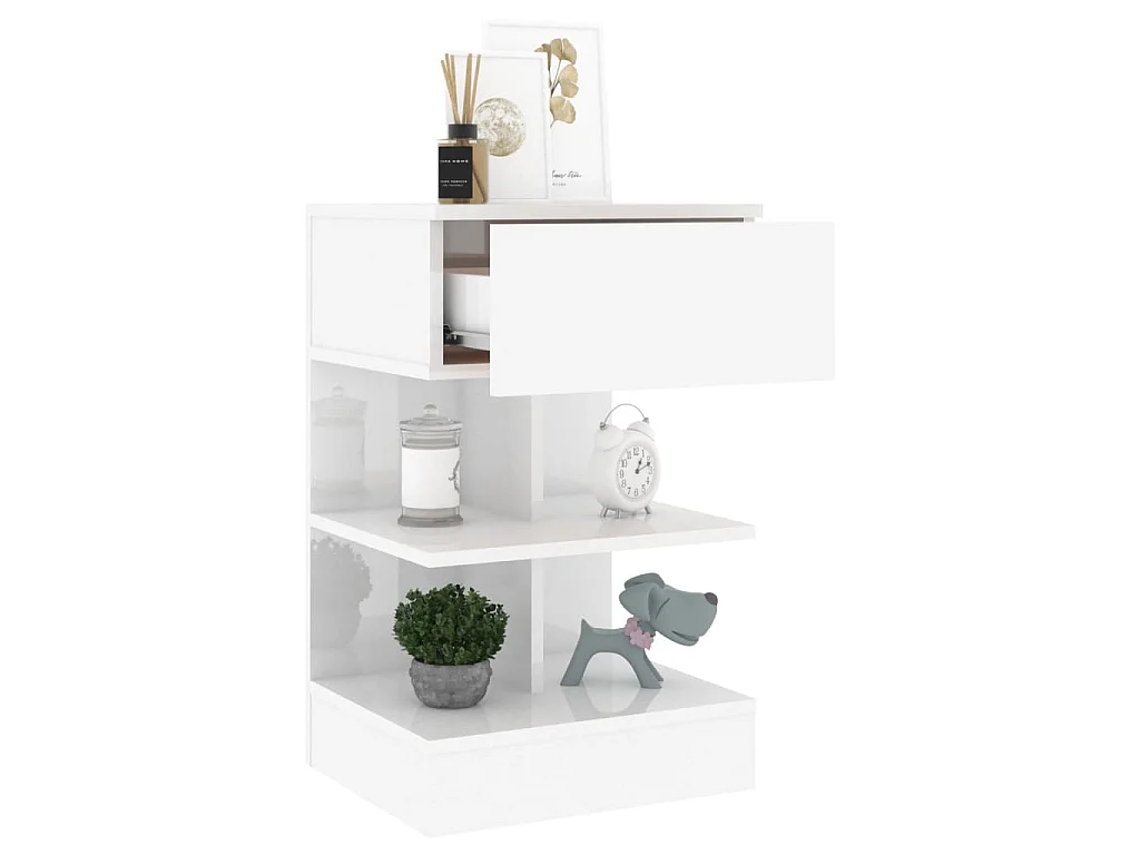 Tables de chevet 2 pcs Blanc brillant 40x35x65 cm
