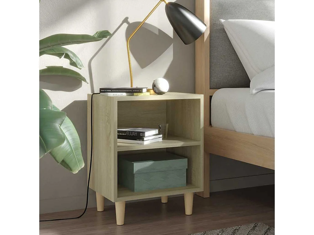 Table de chevet avec pieds en bois Chêne sonoma 40x30x50 cm