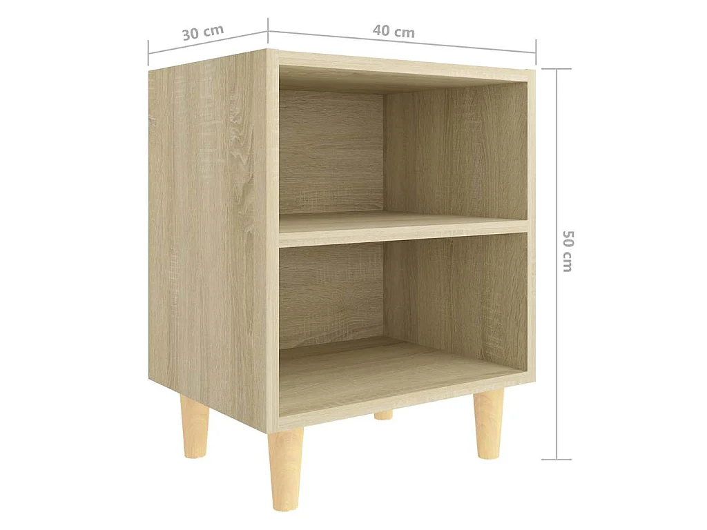 Table de chevet avec pieds en bois Chêne sonoma 40x30x50 cm