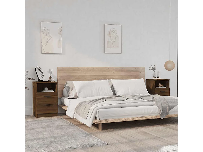 Tables de chevet 2 pcs Chêne marron Bois d'ingénierie