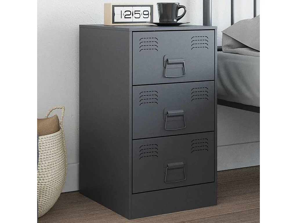 Nachtkastje 34,5x39x62 cm staal antracietkleurig