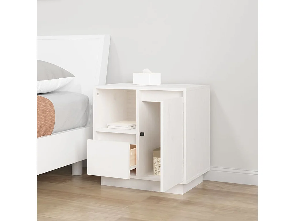 Tables de chevet 2 pcs Blanc 50x34x50 cm Bois de pin massif