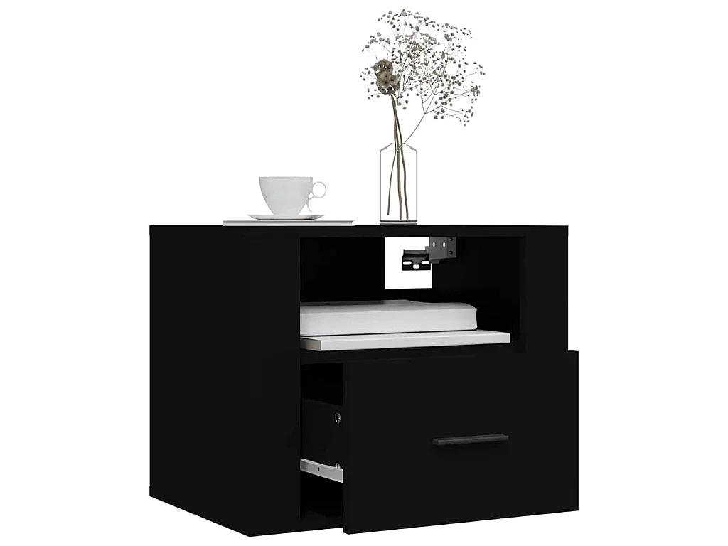 Table de chevet murale Noir 50x36x40 cm