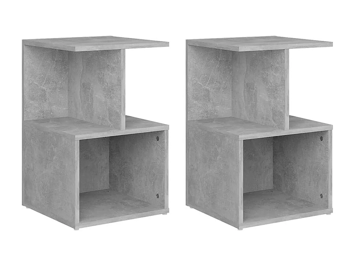 Tables de chevet 2 pcs gris béton 35x35x55 cm bois d'ingénierie