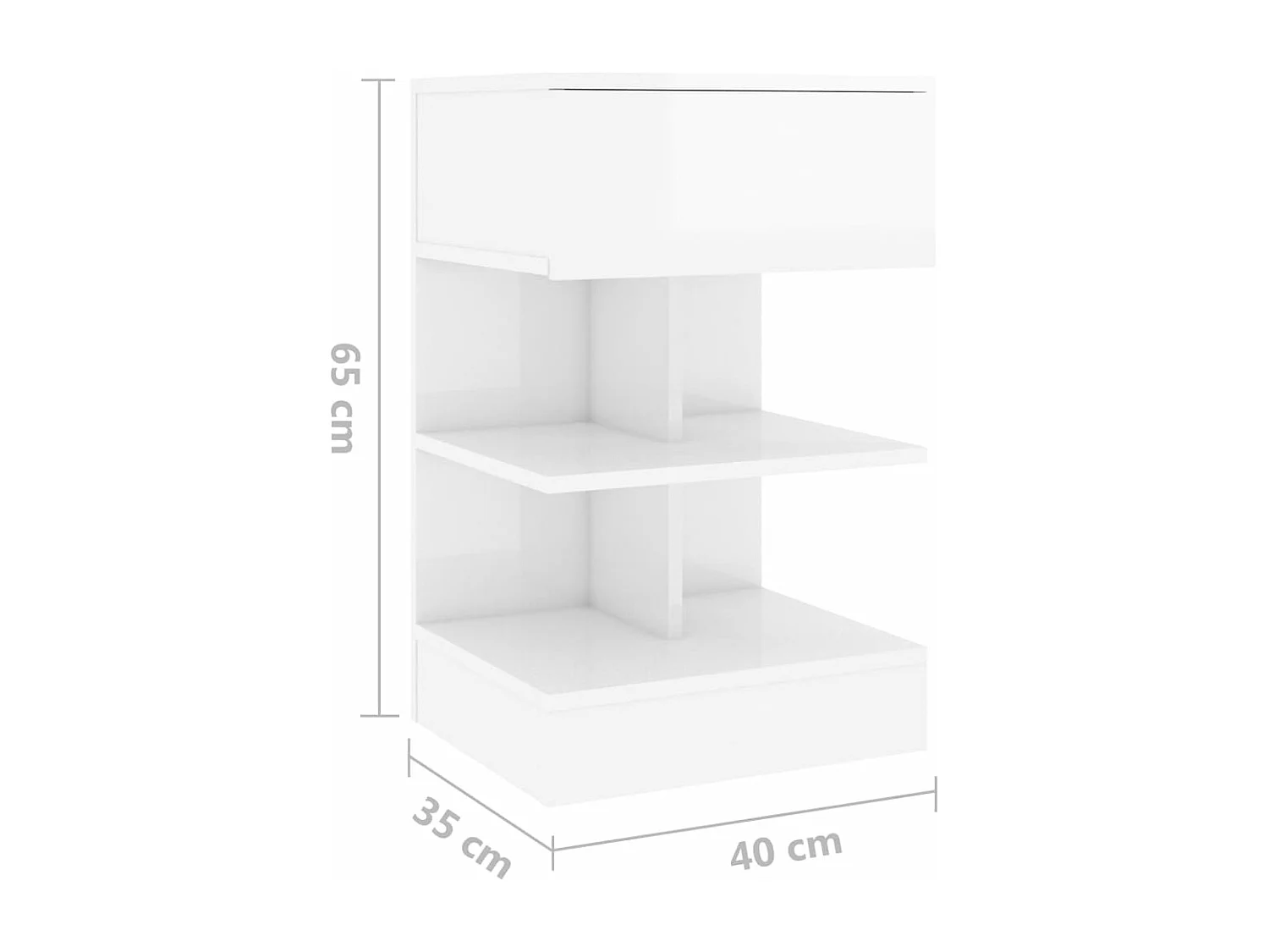 Comodino Bianco Lucido 40x35x65 cm in Truciolato