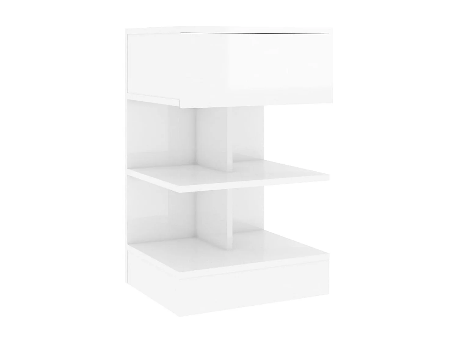 Nachtkastje 40x35x65 cm bewerkt hout hoogglans wit