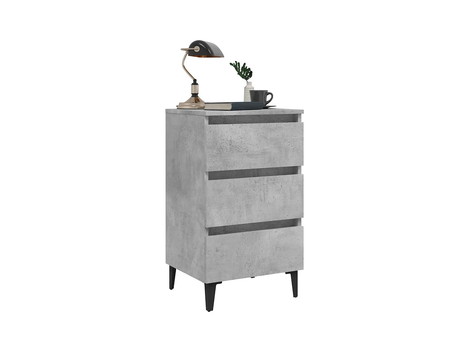 Tables de chevet pieds en métal 2 pcs gris béton 40x35x69 cm