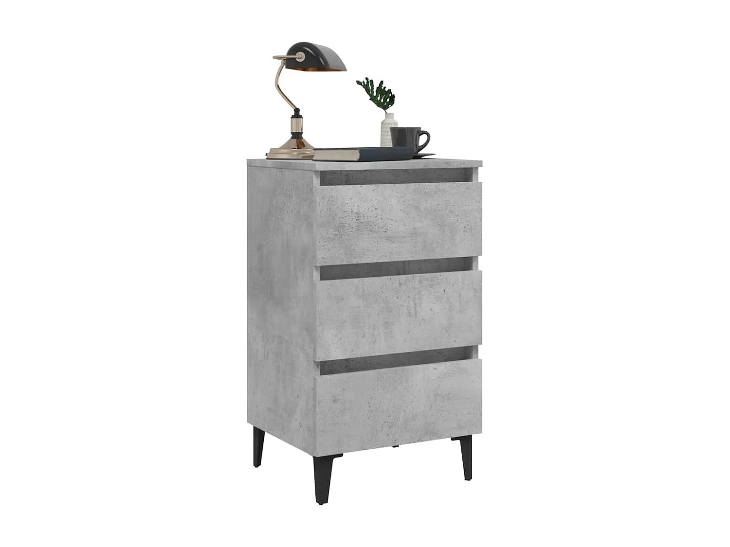 Tables de chevet pieds en métal 2 pcs gris béton 40x35x69 cm