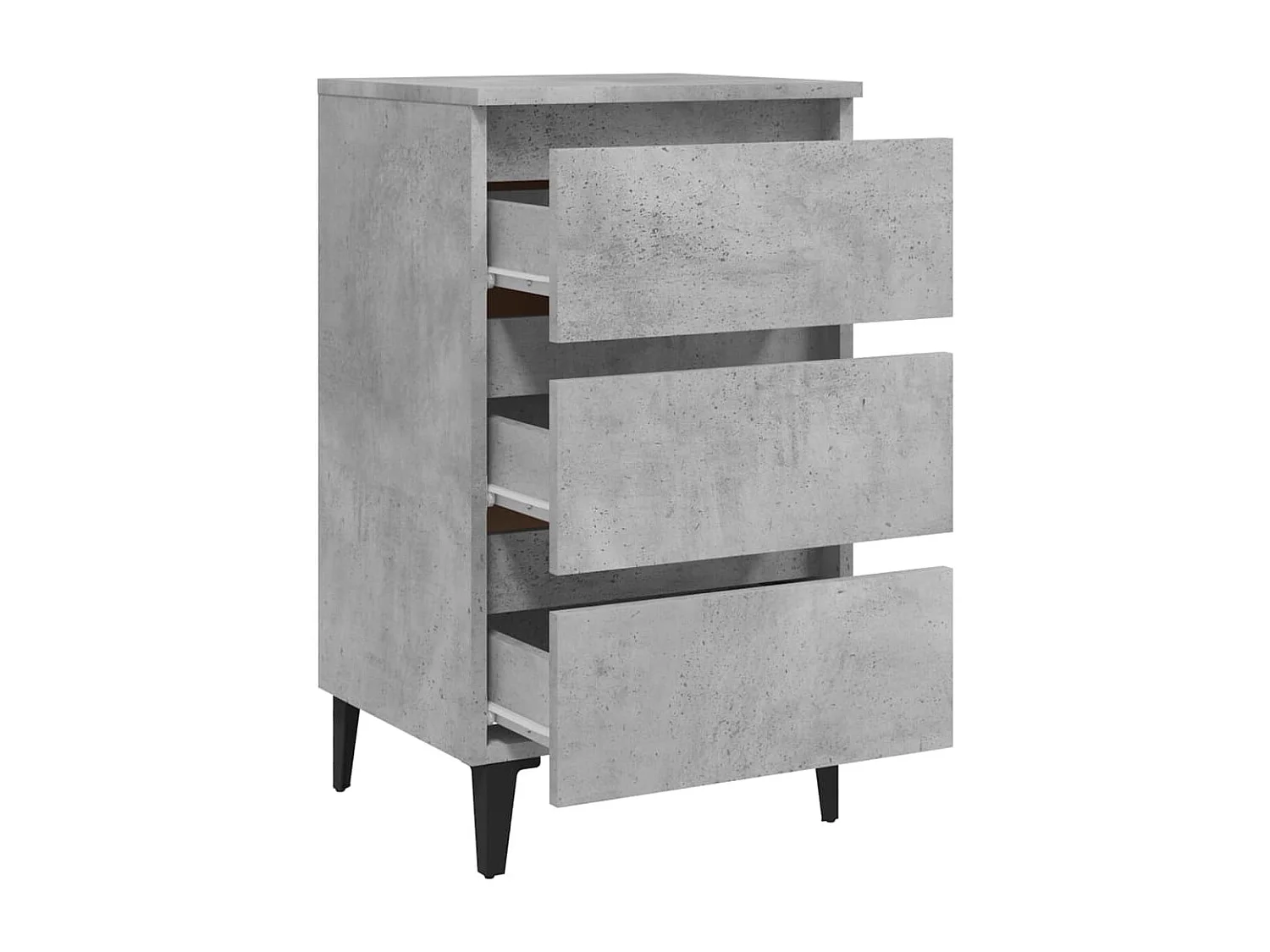 Tables de chevet pieds en métal 2 pcs gris béton 40x35x69 cm
