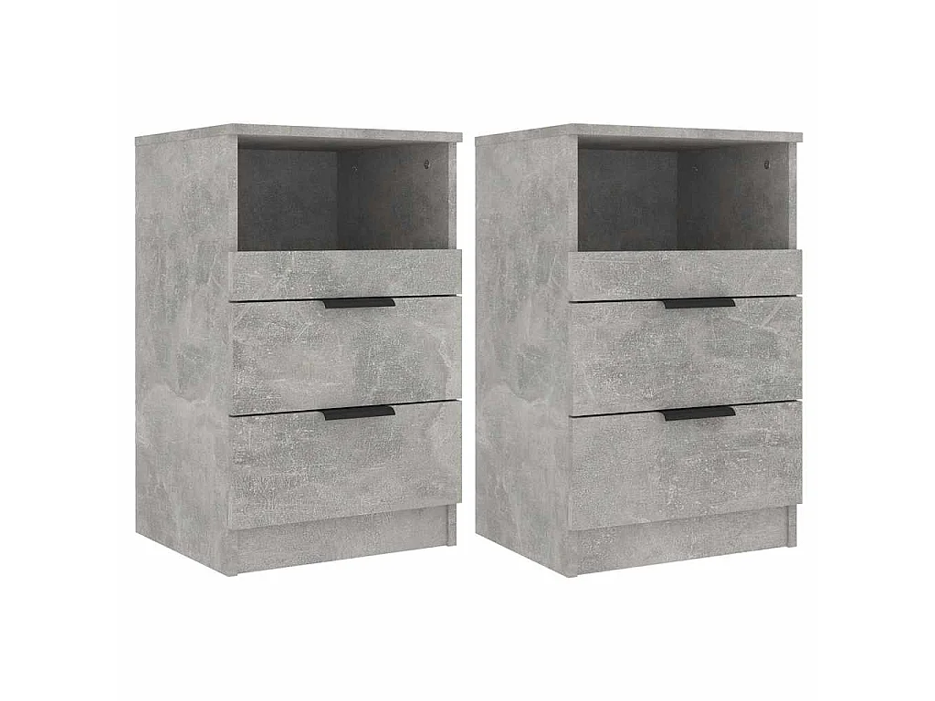 Tables de chevet 2 pcs Gris béton Bois d'ingénierie