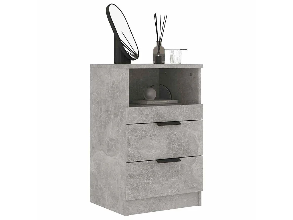 Tables de chevet 2 pcs Gris béton Bois d'ingénierie